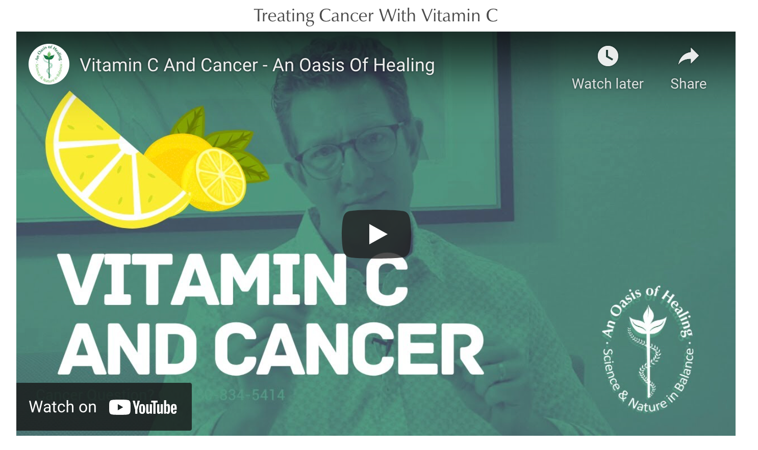 Vitamin C & Cancer (A LoveCancerAway Report from W